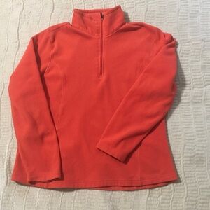 LANDS END Orange Quarter-Zip Fleece Pullover, size XL
